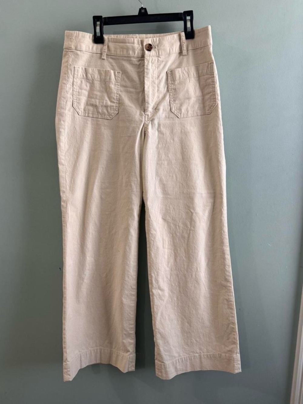 J. Crew Wide-Leg Cotton Chinos — Cream